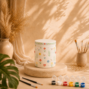 Bemalte Herzdose als DIY Keramik-Gips-Set mit Farben und Pinseln
