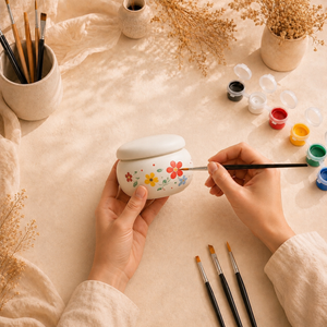 Schmuckdose zum Bemalen – DIY Keramik-Gips-Set mit Farben & Pinseln